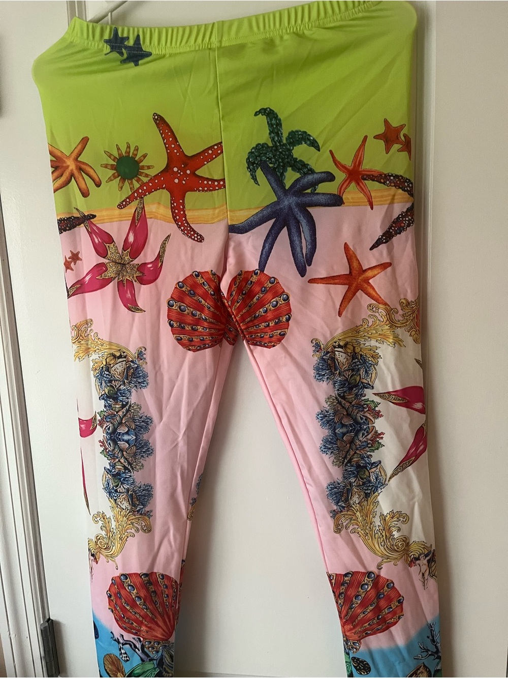 NWOT Women’s Designer Inspired Marine and Starfish Print Leggings Asian Size XL - Picture 2 of 9